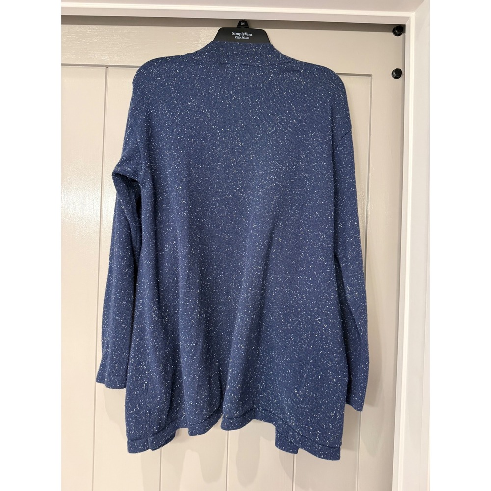 J Jill Women's Blue Open Front Cardigan Sweater Cotton Angora‎ Blend Size Large - Picture 6 of 8